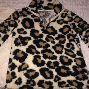 Half zip animal print fleece